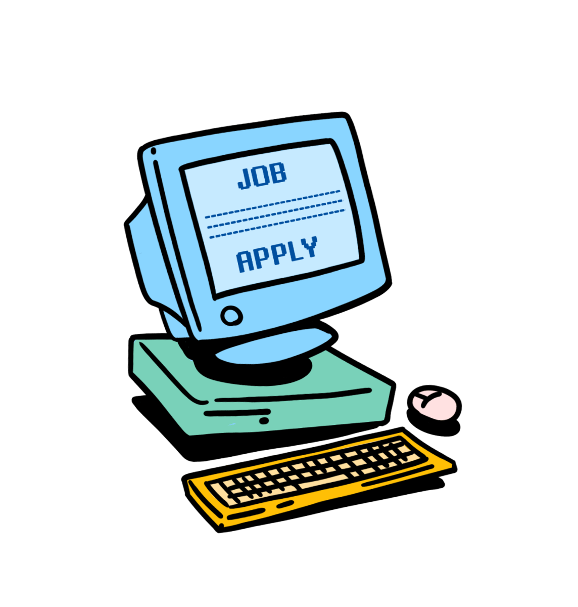 Desktop computer with a job application form on the screen